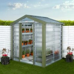 Adman Steel Sheds Multigrow 6.4x8.8 Greenhouse With Adjustable Vent -Garden Tool Store adman steel sheds multigrow 6 4x8 8 greenhouse with adjustable vent5391538910325 01i bq