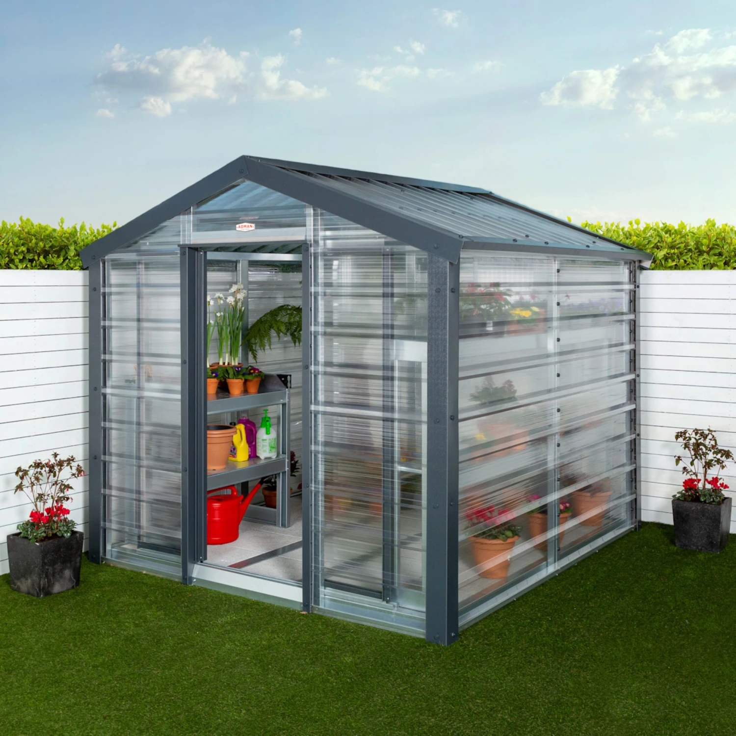 Adman Steel Sheds Multigrow 8x6.1 Greenhouse With Adjustable Vent 7 Adman Steel Sheds Multigrow 8x6.1 Greenhouse With Adjustable Vent - Image 7