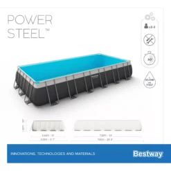 Bestway Power Steel® Plain Polyvinyl Chloride (PVC) & Steel Pool (W) 3.66m X (L) 7.32m -Garden Tool Store bestway power steel plain polyvinyl chloride pvc steel pool w 3 66m x l 7 32m6942138987195 01t