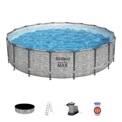 Bestway Steel Pro MAX™ Realistic Stone Print Polyvinyl Chloride (PVC) & Steel Pool (W) 5.49m X (L) 5.49m -Garden Tool Store bestway steel pro max realistic stone print polyvinyl chloride pvc steel pool w 5 49m x l 5 49m6941607310502 10c