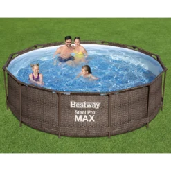 Bestway Steel Pro Rattan Print Metal & Plastic Pool -Garden Tool Store bestway steel pro rattan print metal plastic pool6942138986228 02i bq