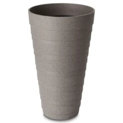 Blooma Momoka Taupe Stone Effect Plastic Circular Plant Pot (Dia)30cm