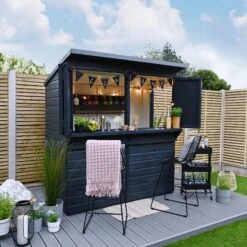 Forest Garden 6x3 Ft Pent Shiplap Garden Bar With Single Door -Garden Tool Store forest garden 6x3 ft pent shiplap garden bar with single door5013053184066 02i bq