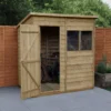 Forest Garden 6x4 Pent Pressure Treated Overlap Wooden Shed With Floor (Base Included) - Assembly Service Included