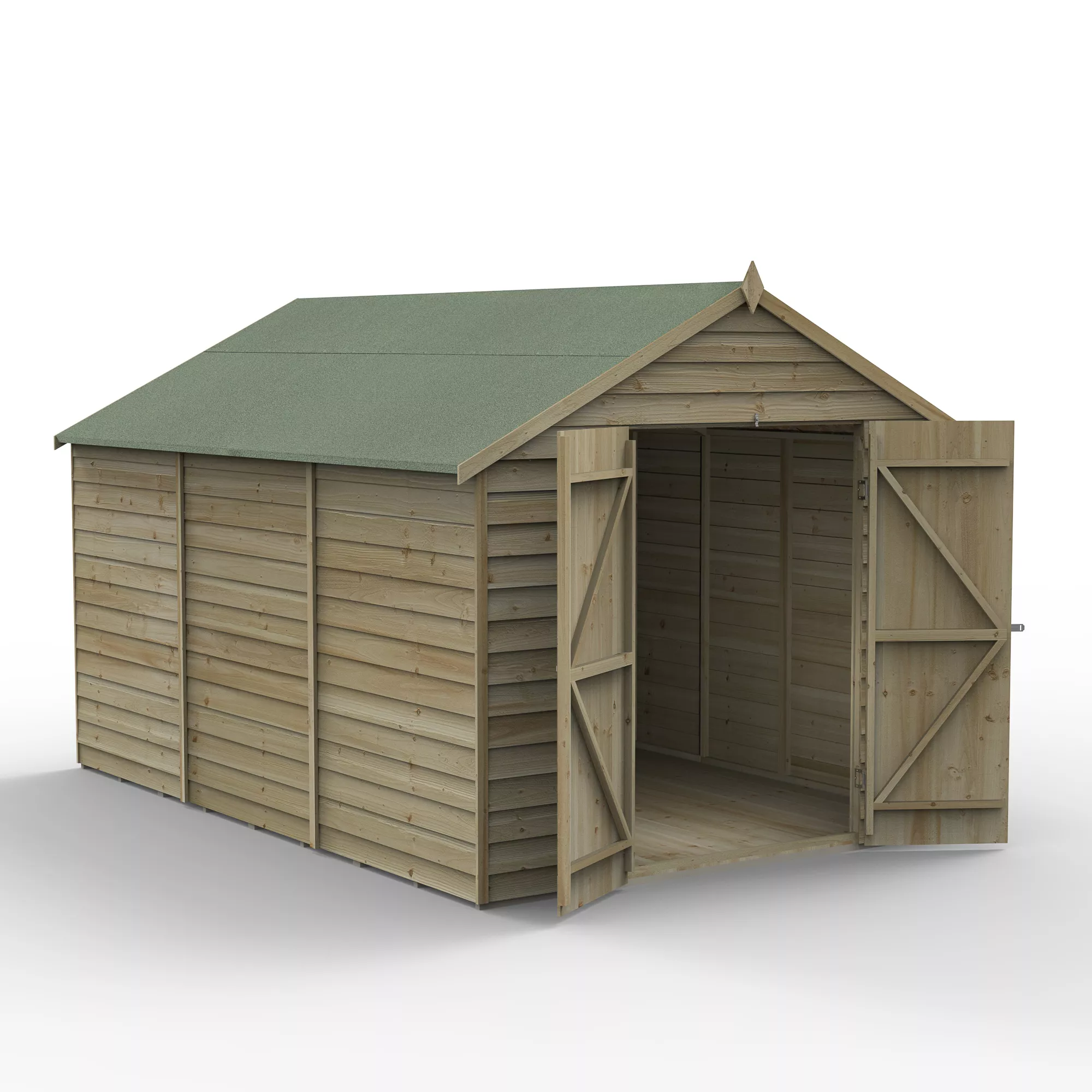 Forest Garden 8x12 Apex Pressure Treated Overlap Wooden Shed With Floor (Base Included) - Assembly Service Included 1 Forest Garden 8x12 Apex Pressure Treated Overlap Wooden Shed With Floor (Base Included) - Assembly Service Included
