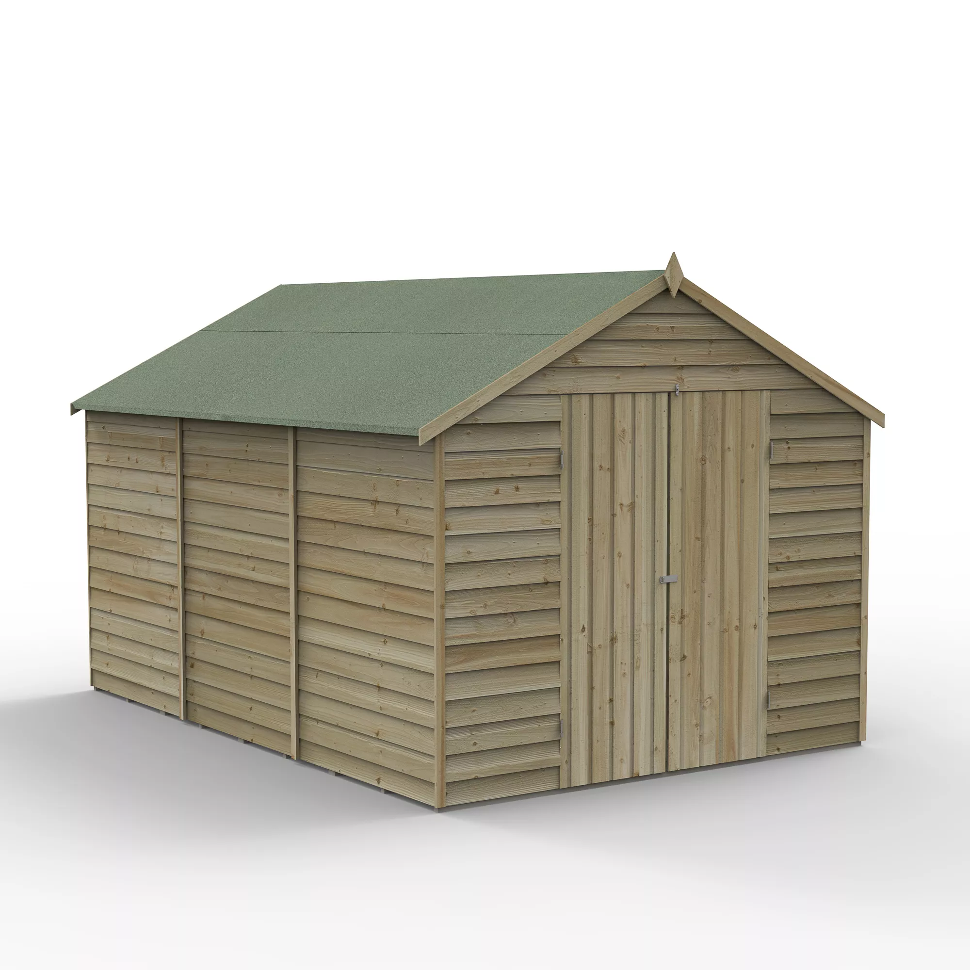 Forest Garden 8x12 Apex Pressure Treated Overlap Wooden Shed With Floor (Base Included) - Assembly Service Included 2 Forest Garden 8x12 Apex Pressure Treated Overlap Wooden Shed With Floor (Base Included) - Assembly Service Included - Image 2