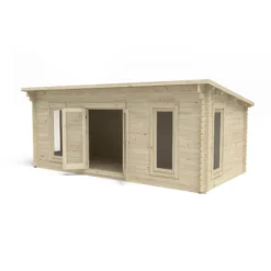 Forest Garden Arley 6x3 Toughened Glass Pent Loglap Solid Wood Cabin With Double Door -Garden Tool Store forest garden arley 6x3 toughened glass pent loglap solid wood cabin with double door5013053181539 04c bq