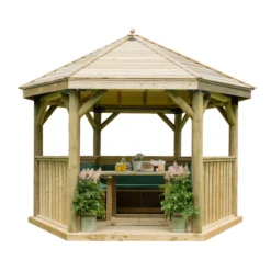 Forest Garden Furnished Hexagonal Gazebo, (W)3.78m (D)3.27m 31 Forest Garden Furnished Hexagonal Gazebo, (W)3.78m (D)3.27m -Garden Tool Store forest garden furnished hexagonal gazebo w 3 78m d 3 27m5013053172469 02c bq