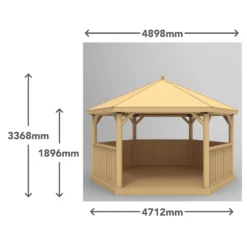 Forest Garden Hexagonal Gazebo With Cedar Roof, (W)4.9m (D)4.24m -Garden Tool Store forest garden hexagonal gazebo with cedar roof w 4 9m d 4 24m5013053163436 01t
