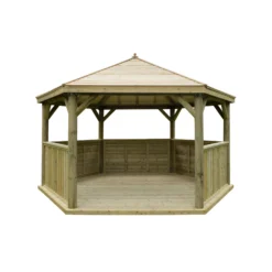 Forest Garden Hexagonal Gazebo With Timber Roof, (W)4.9m (D)4.24m 17 Forest Garden Hexagonal Gazebo With Timber Roof, (W)4.9m (D)4.24m -Garden Tool Store forest garden hexagonal gazebo with timber roof w 4 9m d 4 24m5013053163443 02c bq