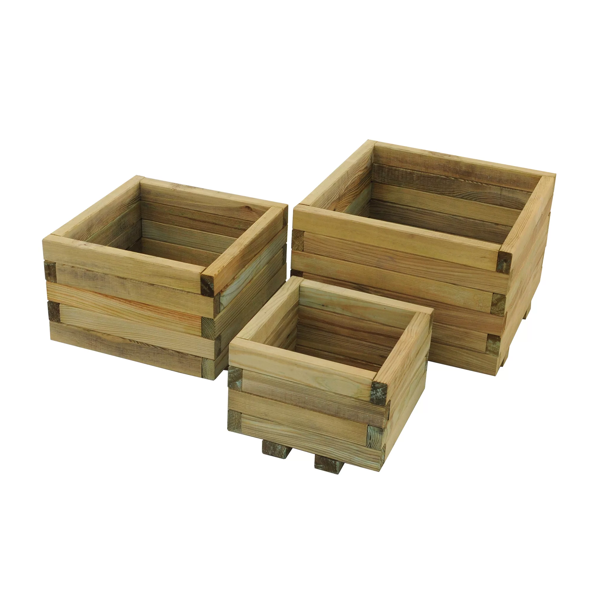 Forest Garden Kendal Wooden Rectangular Planter, Pack Of 3 1 Forest Garden Kendal Wooden Rectangular Planter, Pack Of 3