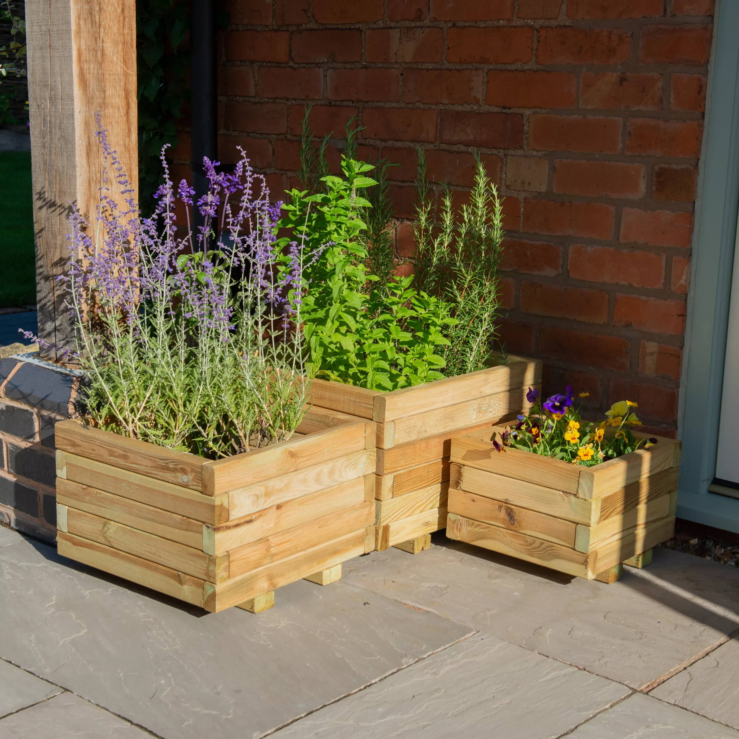 Forest Garden Kendal Wooden Rectangular Planter, Pack Of 3 3 Forest Garden Kendal Wooden Rectangular Planter, Pack Of 3 - Image 3
