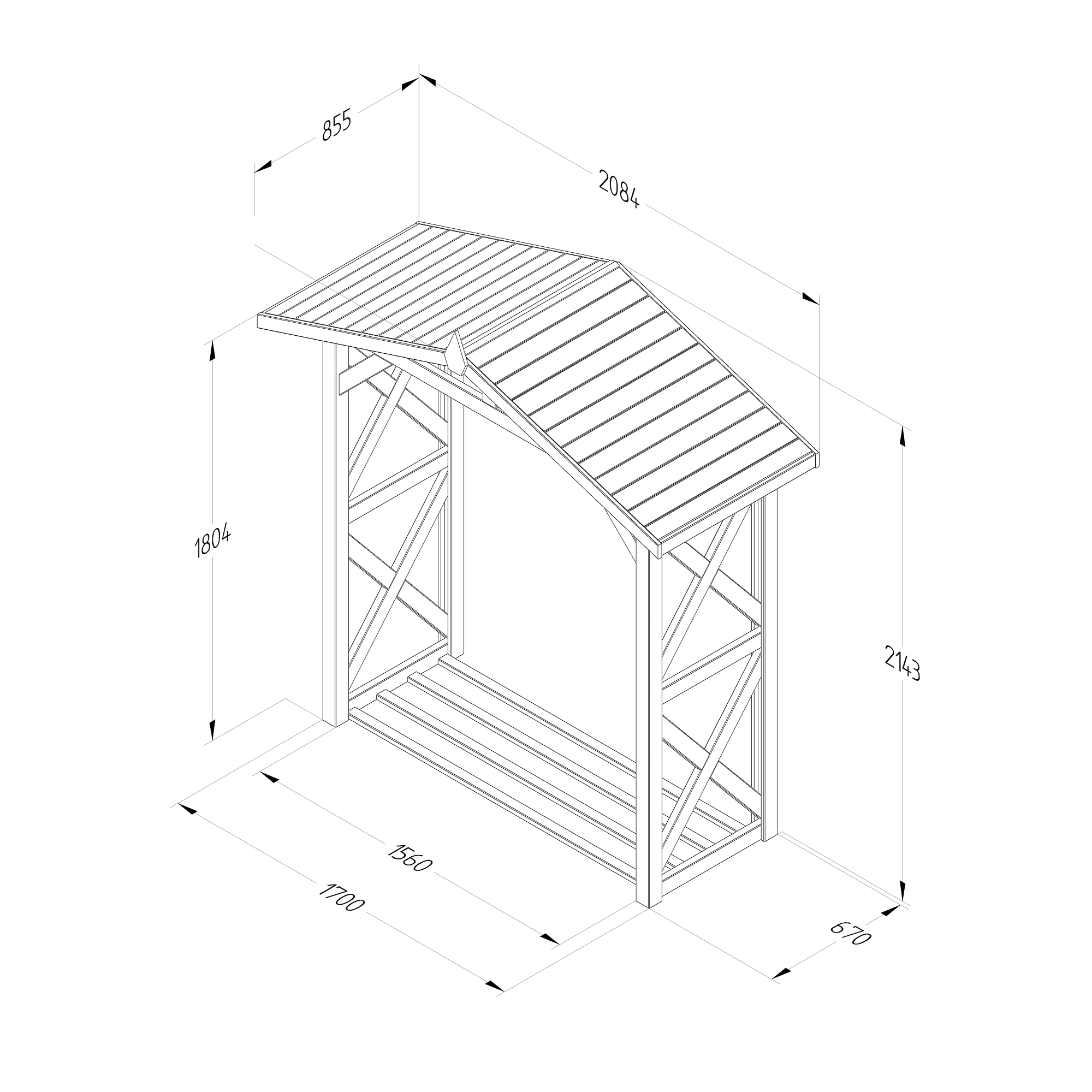 Forest Garden Large Timber 7x3 Ft Apex Wall Log Store 6 Forest Garden Large Timber 7x3 Ft Apex Wall Log Store - Image 6