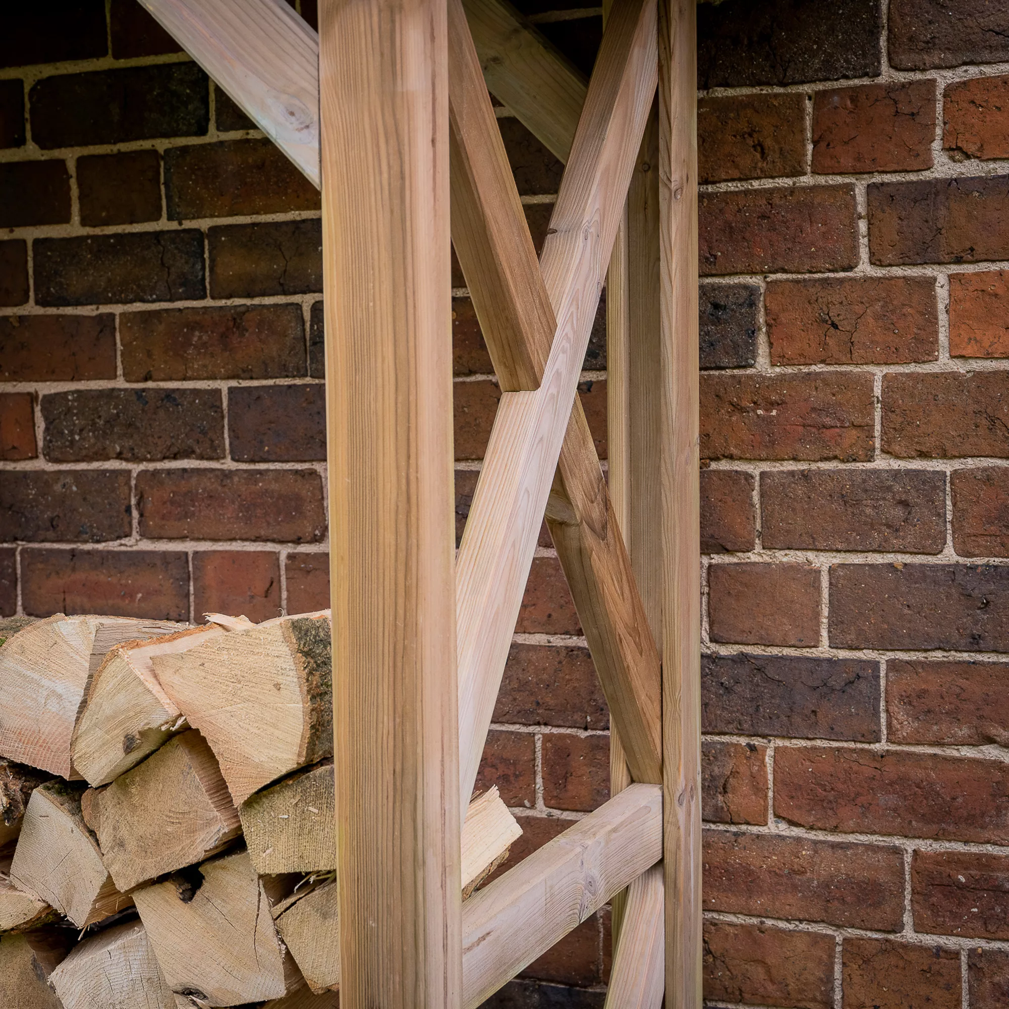 Forest Garden Large Timber 7x3 Ft Apex Wall Log Store 4 Forest Garden Large Timber 7x3 Ft Apex Wall Log Store - Image 4