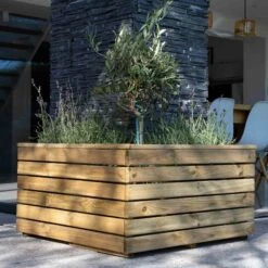 Forest Garden Linear Corner Natural Timber Wooden Rectangular Planter -Garden Tool Store forest garden linear corner natural timber wooden rectangular planter5013053184981 02i bq