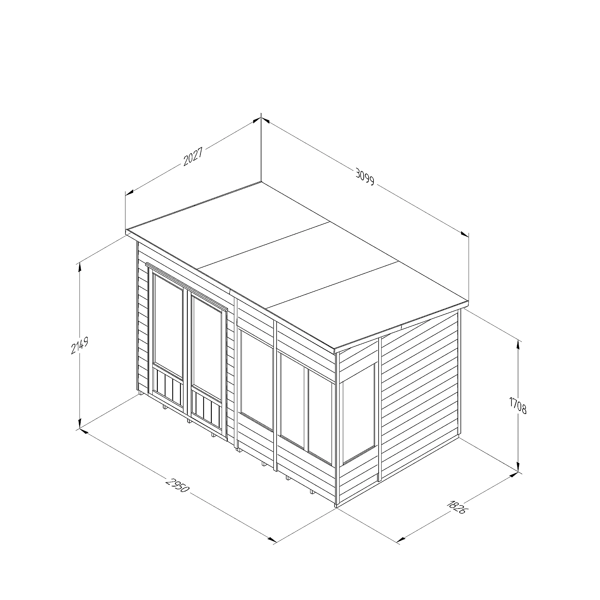 Forest Garden Oakley 10x6 Pent Overlap Solid Wood Summer House With Double Door - Assembly Service Included 5 Forest Garden Oakley 10x6 Pent Overlap Solid Wood Summer House With Double Door - Assembly Service Included - Image 5