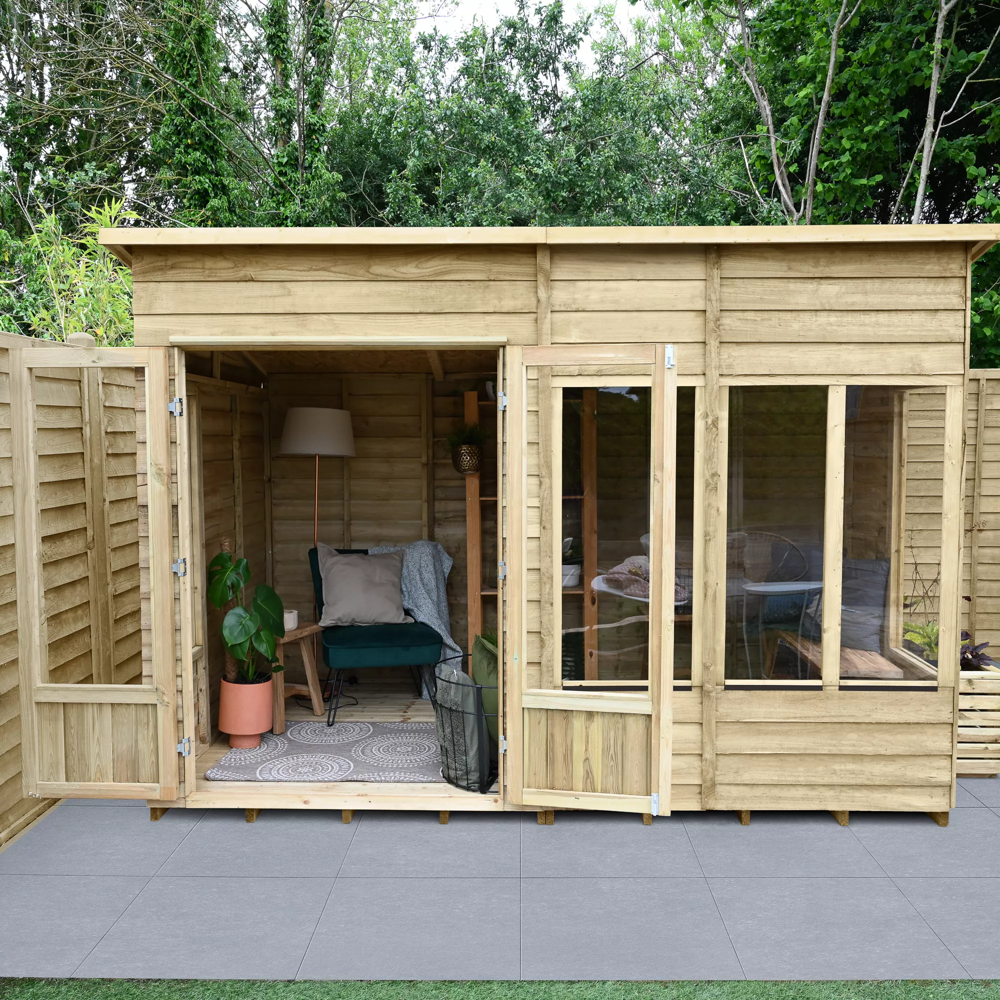 Forest Garden Oakley 10x6 Pent Overlap Solid Wood Summer House With Double Door - Assembly Service Included 4 Forest Garden Oakley 10x6 Pent Overlap Solid Wood Summer House With Double Door - Assembly Service Included - Image 4