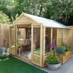 Forest Garden Oakley 8x10 Apex Overlap Solid Wood Summer House With Double Door -Garden Tool Store forest garden oakley 8x10 apex overlap solid wood summer house with double door5013053188781 02i bq
