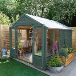 Forest Garden Oakley 8x10 Apex Overlap Solid Wood Summer House With Double Door -Garden Tool Store forest garden oakley 8x10 apex overlap solid wood summer house with double door5013053188781 03i bq