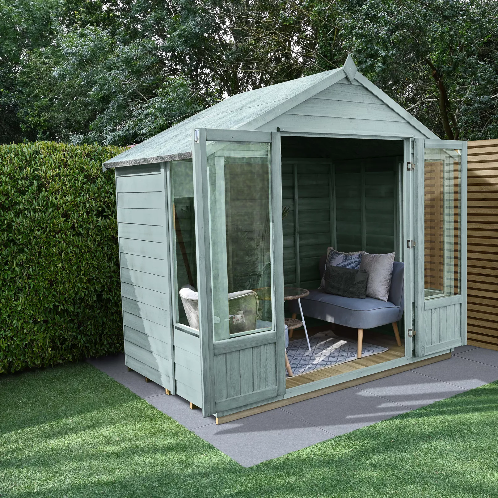 Forest Garden Oakley 8x6 Apex Overlap Solid Wood Summer House With Double Door - Assembly Service Included 2 Forest Garden Oakley 8x6 Apex Overlap Solid Wood Summer House With Double Door - Assembly Service Included - Image 2