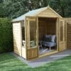 Forest Garden Oakley 8x6 Apex Overlap Solid Wood Summer House With Double Door (Base Included)