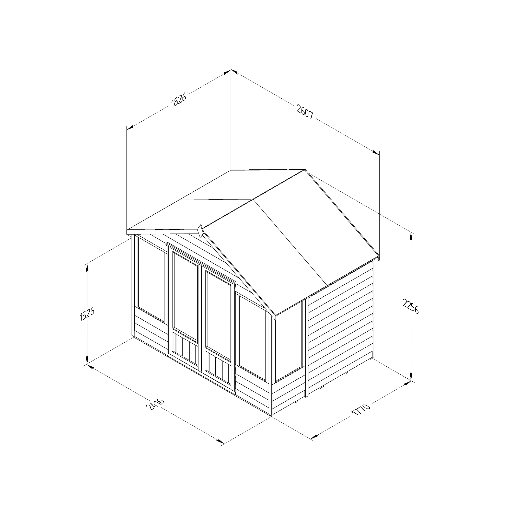 Forest Garden Oakley 8x6 Apex Overlap Solid Wood Summer House With Double Door 4 Forest Garden Oakley 8x6 Apex Overlap Solid Wood Summer House With Double Door - Image 4