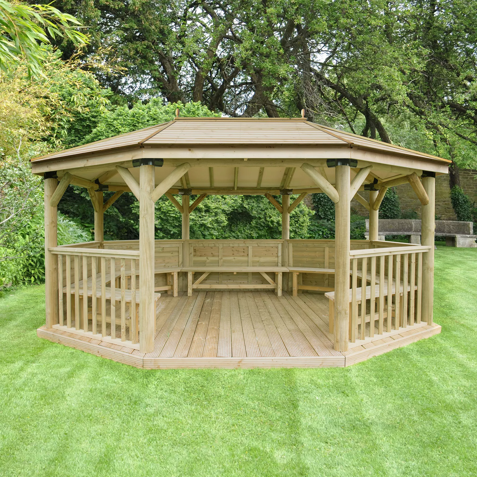 Forest Garden Premium Furnished Octagonal Gazebo, (W)5.27m (D)3.78m 1 Forest Garden Premium Furnished Octagonal Gazebo, (W)5.27m (D)3.78m