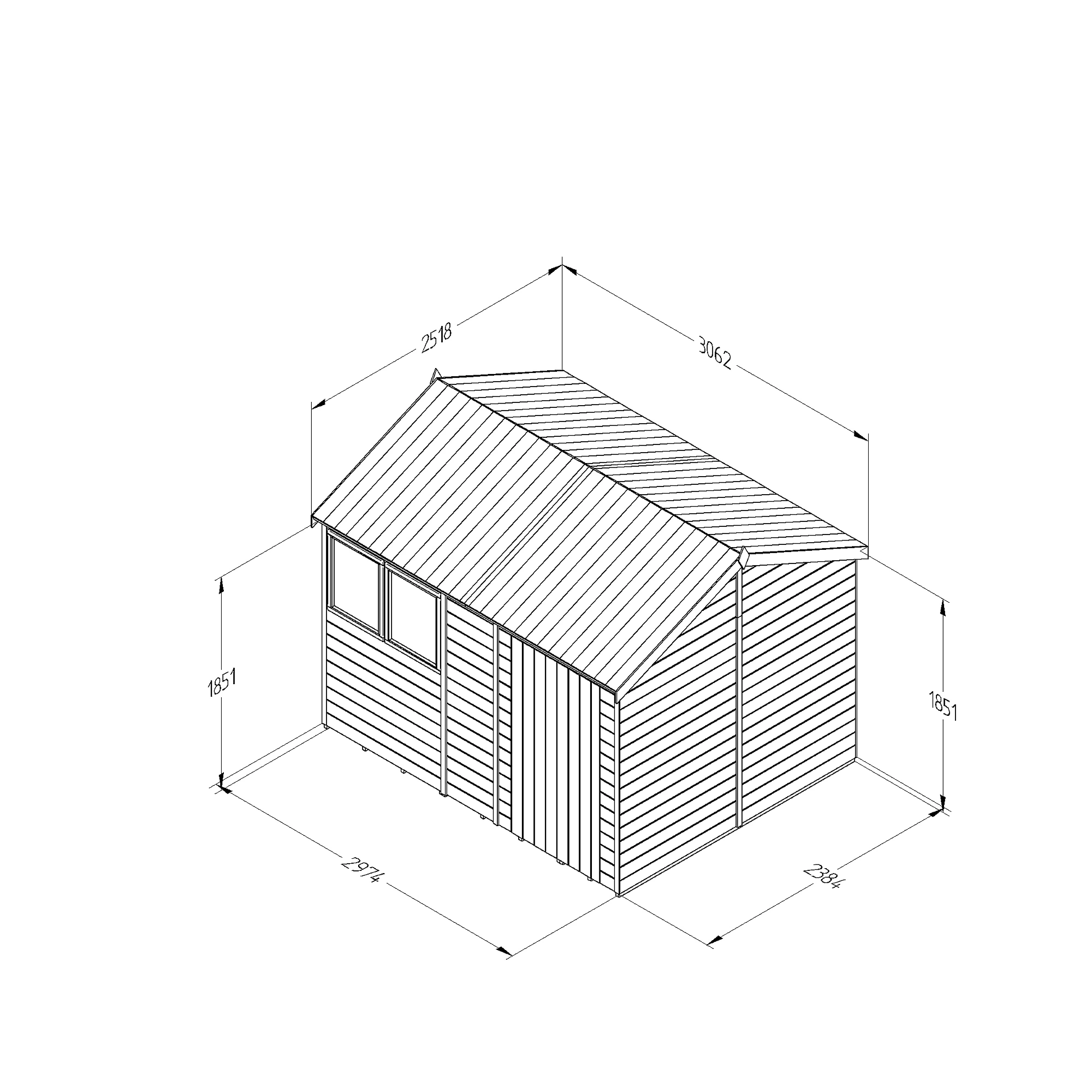Forest Garden Timberdale 10x8 Ft Reverse Apex Tongue & Groove Wooden Shed With Floor 3 Forest Garden Timberdale 10x8 Ft Reverse Apex Tongue & Groove Wooden Shed With Floor - Image 3