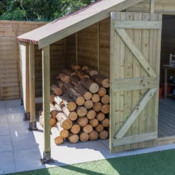 Forest Garden Timberdale Log Store 10x8 Ft Apex Tongue & Groove Wooden 2 Door Shed With Floor (Base Included) -Garden Tool Store forest garden timberdale log store 10x8 ft apex tongue groove wooden 2 door shed with floor base included 5013053189276 02i bq