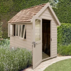 Forest Retreat 8x5 Apex Pressure Treated Overlap Cream Shed With Floor - Assembly Service Included