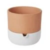 GoodHome Terracotta & White Terracotta Circular Plant Pot (Dia)22.8cm