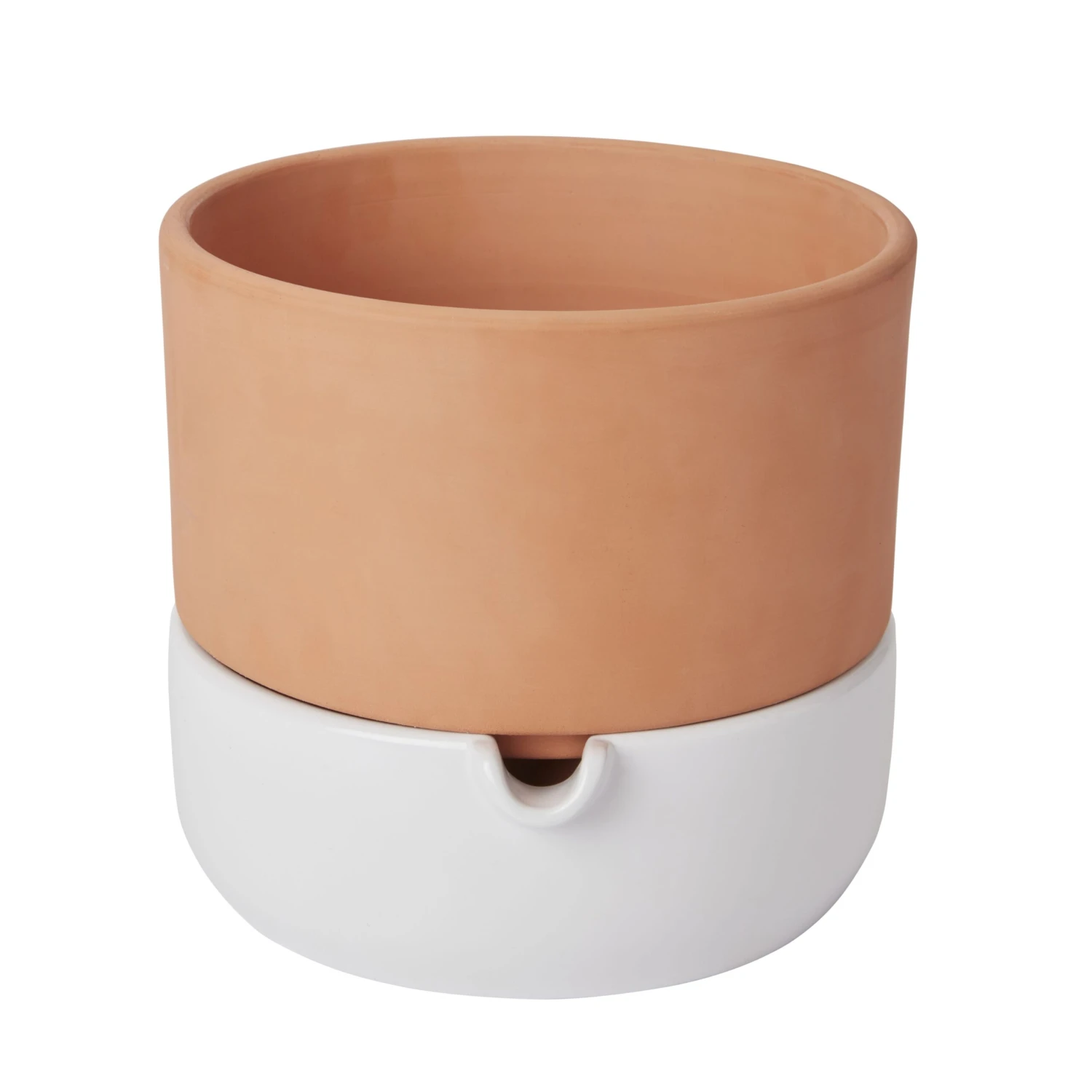 GoodHome Terracotta & White Terracotta Circular Plant Pot (Dia)22.8cm 1 GoodHome Terracotta & White Terracotta Circular Plant Pot (Dia)22.8cm
