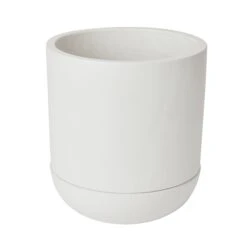 GoodHome White Terracotta Circular Plant Pot (Dia)20.5cm