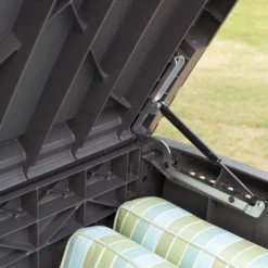 Keter Borneo Rattan Effect Plastic Garden Storage Box -Garden Tool Store keter borneo rattan effect plastic garden storage box7290103669065 02bq