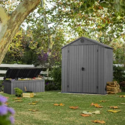 Keter Darwin 6x4 Grey Plastic Shed With Floor (Base Included) -Garden Tool Store keter darwin 6x4 grey plastic shed with floor base included 7290112634634 02i
