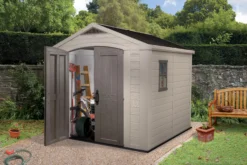 Keter Factor 8x8 Apex Beige Plastic Shed With Floor -Garden Tool Store keter factor 8x8 apex beige plastic shed with floor7290103664954 01i