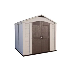 Keter Factor 8x8 Apex Beige Plastic Shed With Floor -Garden Tool Store keter factor 8x8 apex beige plastic shed with floor7290103664954 03c