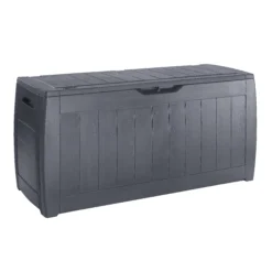 Keter Hollywood Wood Effect Plastic Garden Storage Box -Garden Tool Store keter hollywood wood effect plastic garden storage box7290103658441 03c bq