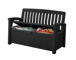 Keter Patio Wood Effect Garden Storage Bench Box - Partial Assembly Required 227L -Garden Tool Store keter patio wood effect garden storage bench box partial assembly required 227l7290112634825 02c bq