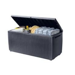 Keter Springwood Plastic Garden Storage Box -Garden Tool Store keter springwood plastic garden storage box7290106930292 04c bq