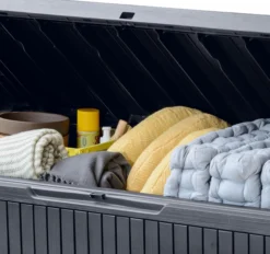 Keter Springwood Plastic Garden Storage Box -Garden Tool Store keter springwood plastic garden storage box7290106930292 36c bq