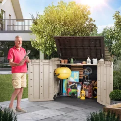 Keter Store It Out Midi Wood Effect Garden Storage Box -Garden Tool Store keter store it out midi wood effect garden storage box7290112634276 04i bq