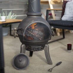 La Hacienda Cuba Cast Iron & Steel Chiminea -Garden Tool Store la hacienda cuba cast iron steel chiminea5055025560270 02i bq