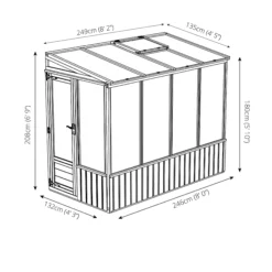 Mercia 8x4 Lean To Greenhouse With Adjustable Vent -Garden Tool Store mercia 8x4 lean to greenhouse with adjustable vent5029442076096 01t bq