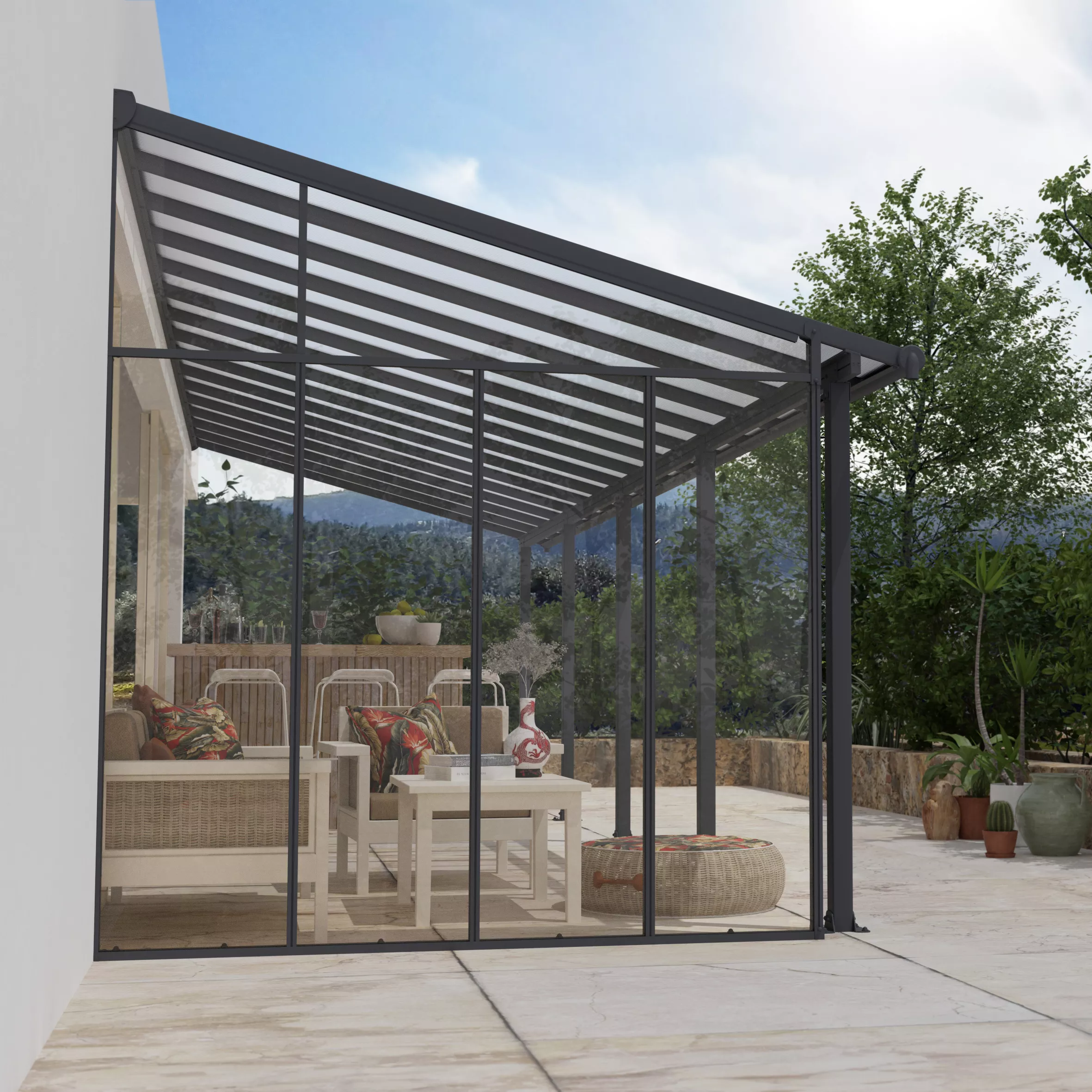Palram - Canopia 3 Series Grey Patio Cover Side Wall, (L)2.57m (H)3.05m 3 Palram - Canopia 3 Series Grey Patio Cover Side Wall, (L)2.57m (H)3.05m - Image 3
