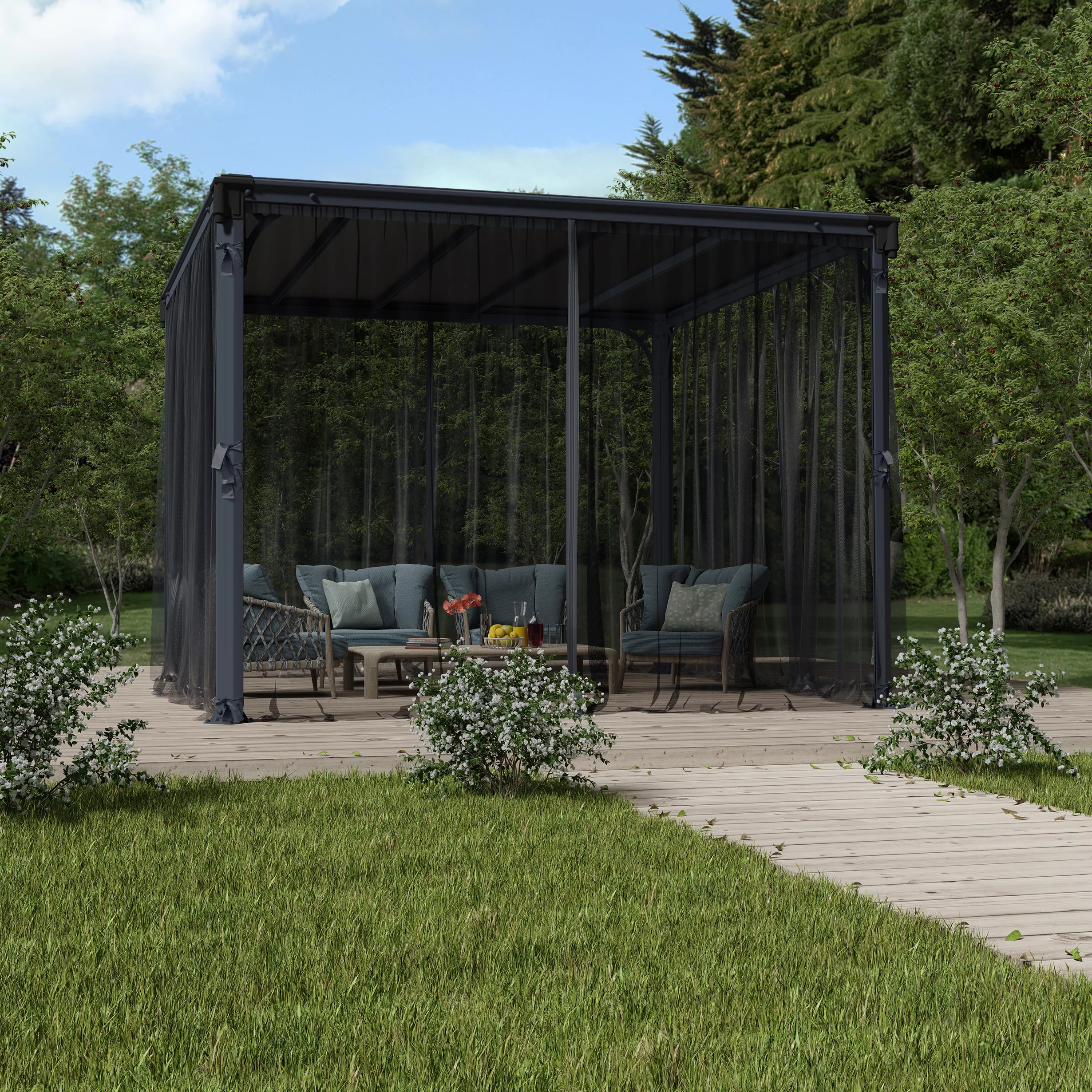 Palram - Canopia 3K Series Grey Polyester (PES) Gazebo Netting, Pack Of 6 (L)2170mm (W)3660mm 2 Palram - Canopia 3K Series Grey Polyester (PES) Gazebo Netting, Pack Of 6 (L)2170mm (W)3660mm - Image 2