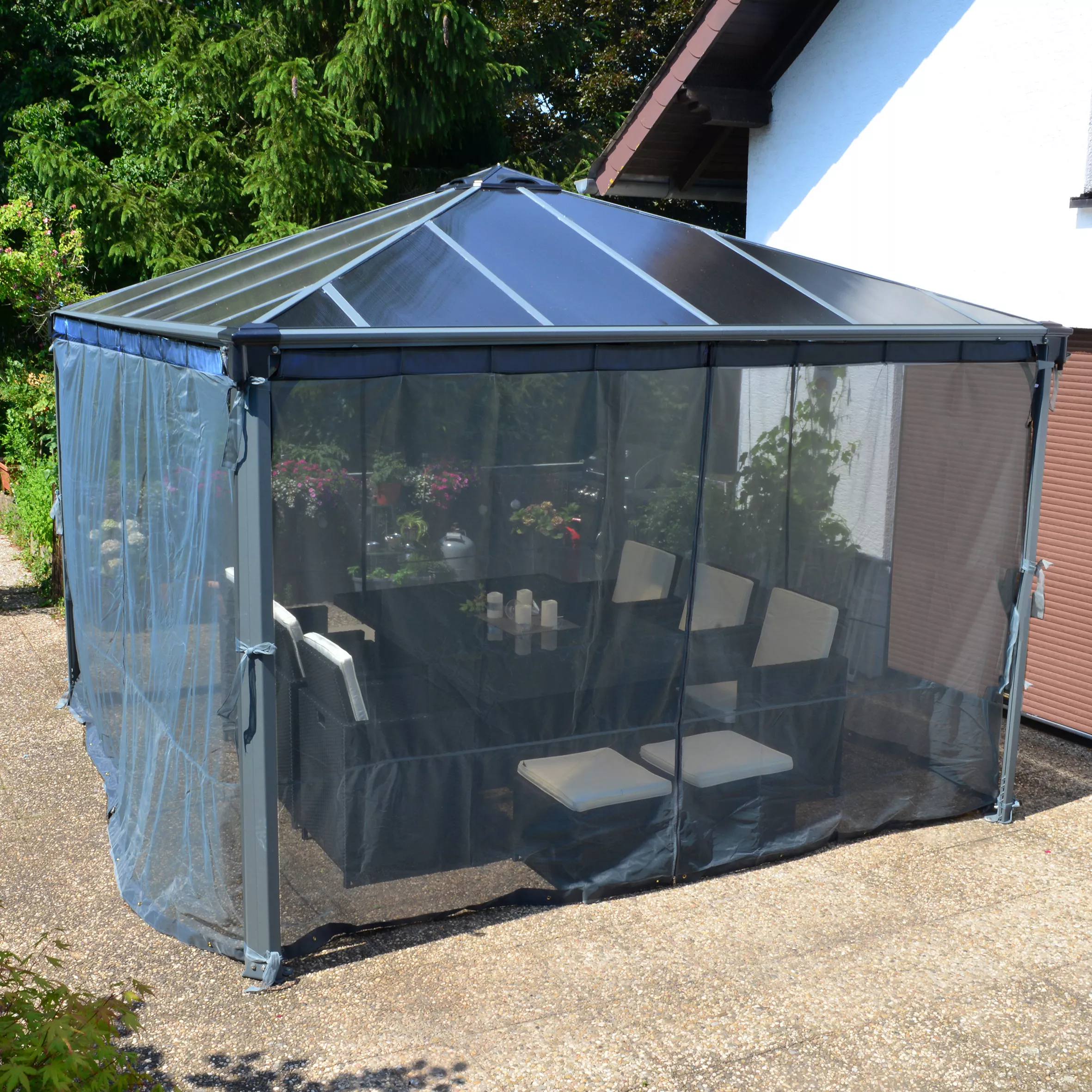 Palram - Canopia 3K Series Grey Polyester (PES) Gazebo Netting, Pack Of 6 (L)2170mm (W)3660mm 4 Palram - Canopia 3K Series Grey Polyester (PES) Gazebo Netting, Pack Of 6 (L)2170mm (W)3660mm - Image 4