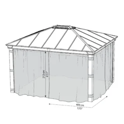 Palram - Canopia Dallas Grey Polyester (PES) Gazebo Netting, Pack Of 4 (L)2120mm (W)4090mm -Garden Tool Store palram canopia dallas grey polyester pes gazebo netting pack of 4 l 2120mm w 4090mm7290108602685 01t