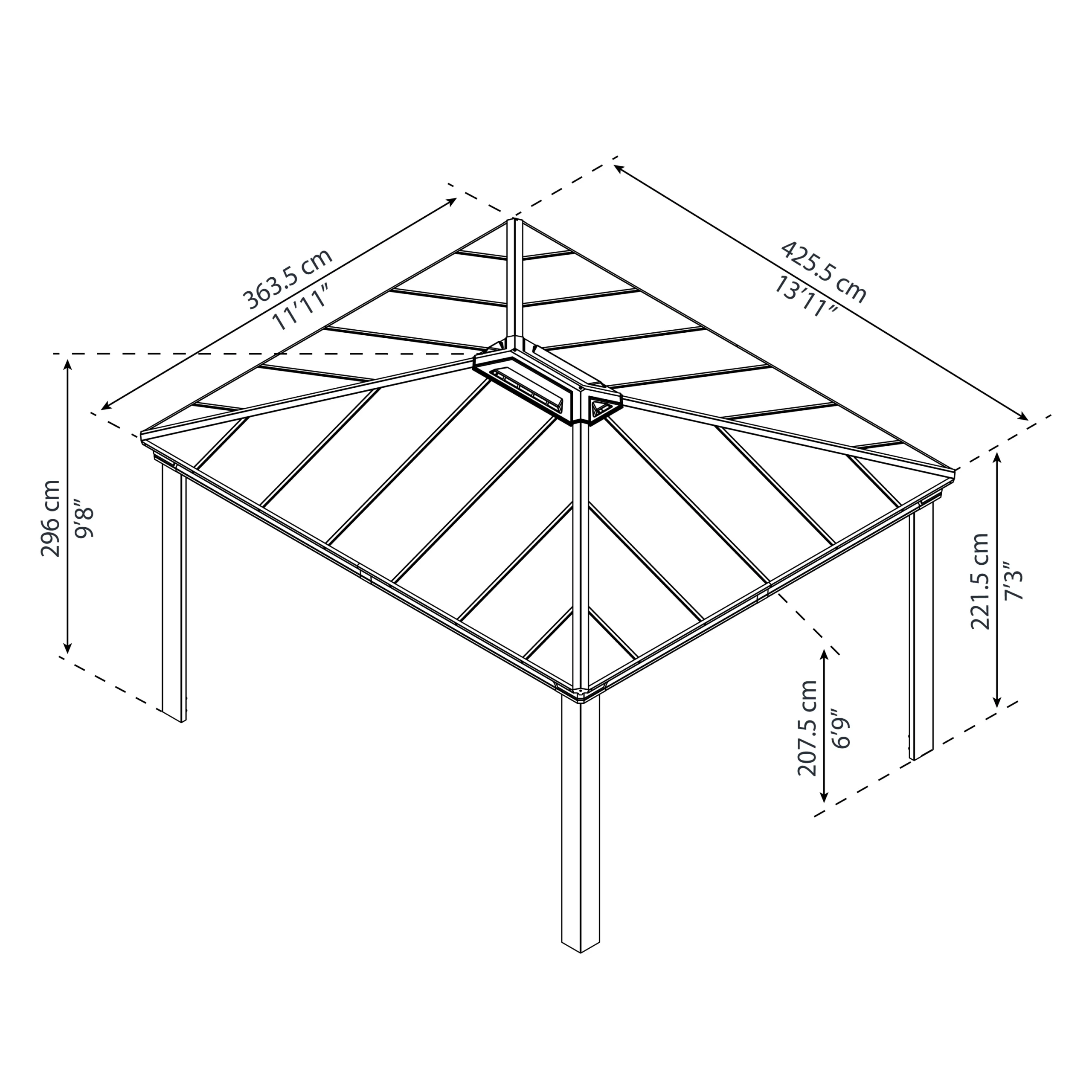 Palram - Canopia Dallas Grey Rectangular Gazebo, (W)4.26m (D)3.64m - Assembly Required 3 Palram - Canopia Dallas Grey Rectangular Gazebo, (W)4.26m (D)3.64m - Assembly Required - Image 3