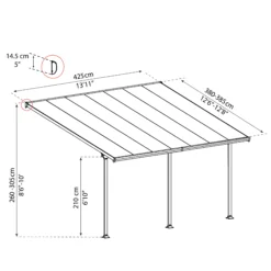 Palram - Canopia Feria Grey Non-retractable Awning, (L)4.25m (H)3.05m (W)3.85m 15 Palram - Canopia Feria Grey Non-retractable Awning, (L)4.25m (H)3.05m (W)3.85m -Garden Tool Store palram canopia feria grey non retractable awning l 4 25m h 3 05m w 3 85m7290108134551 01t bq